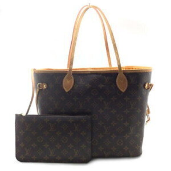 Louis Vuitton Handbags - Louis Vuitton Neverfull Mimosa Orange Tote Bag Pouch Brown Yellow
